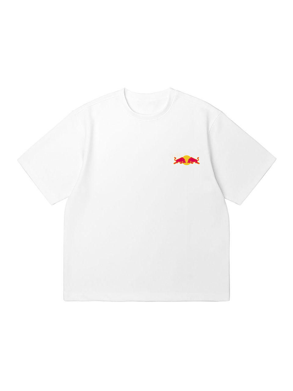 White oversized t-shirt with small Red Bull logo on chest – 240 GSM fabric