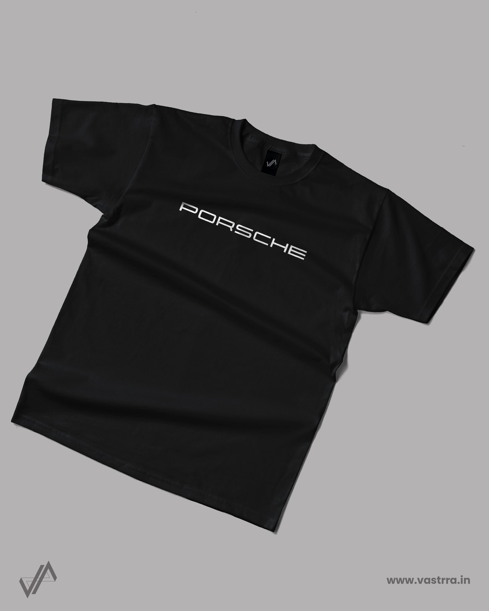 Porsche black oversized T-shirt with minimal Porsche logo