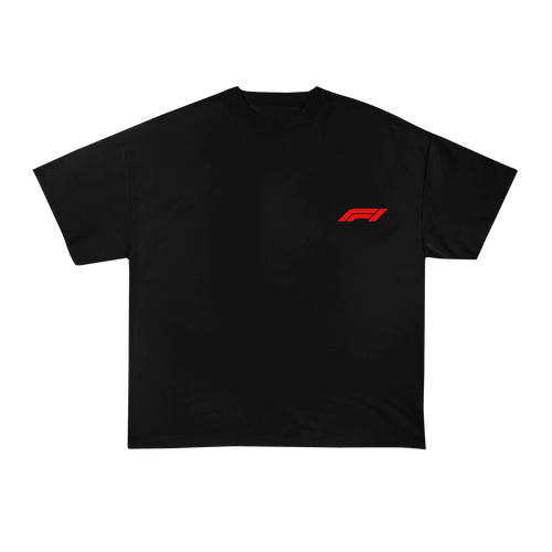 Black oversized t-shirt with red F1 logo on chest – 240 GSM Checo Pérez edition