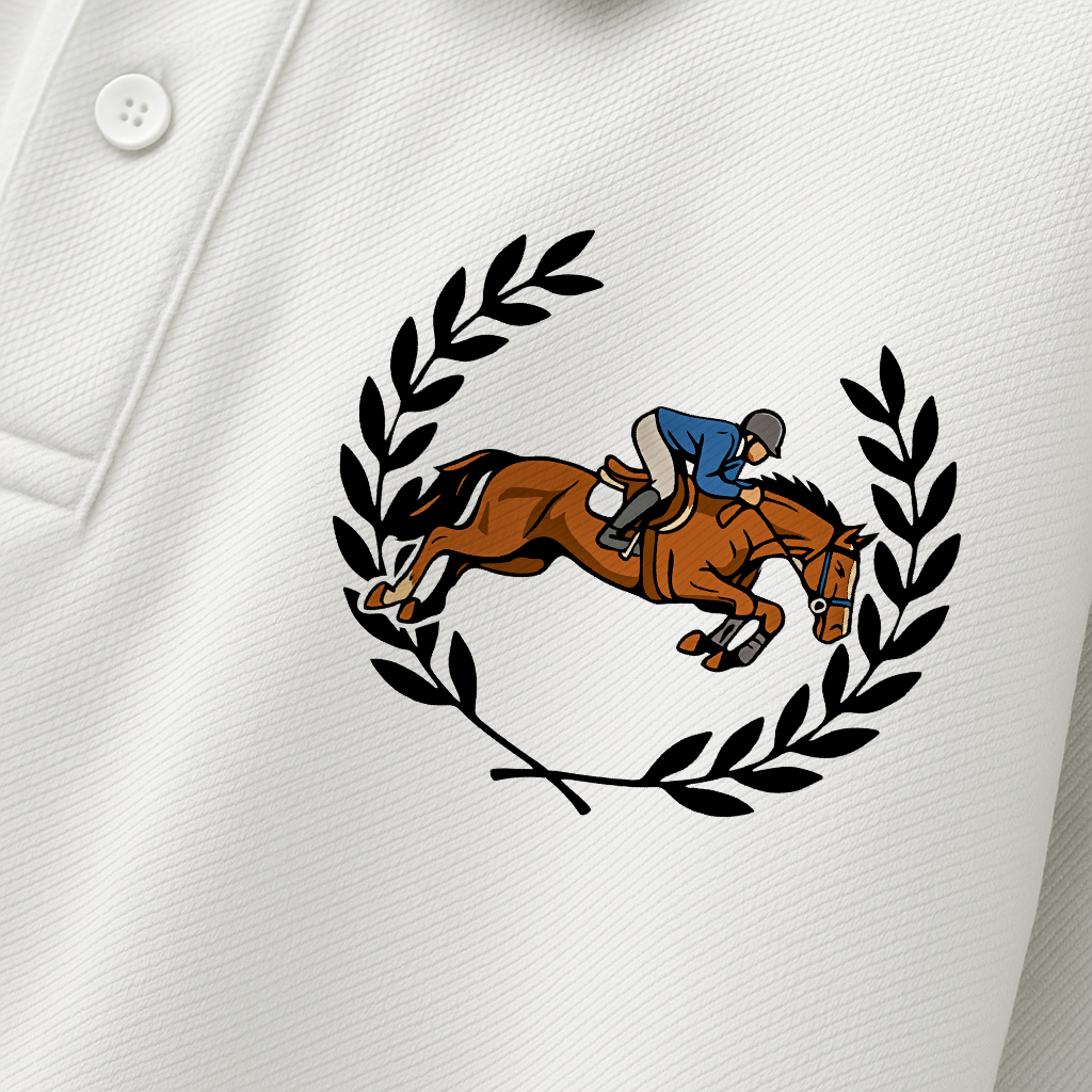 White Polo with Heritage Equestrian Graphic – Limited Edition