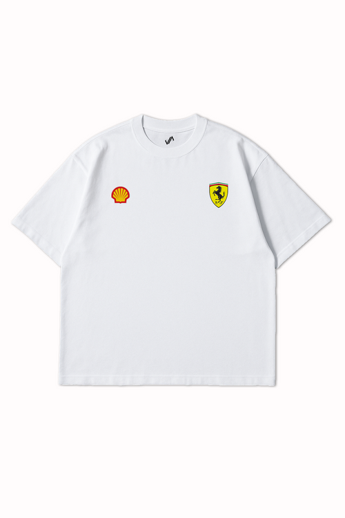 White oversized t-shirt with small Red Bull logo on chest – 240 GSM fabric