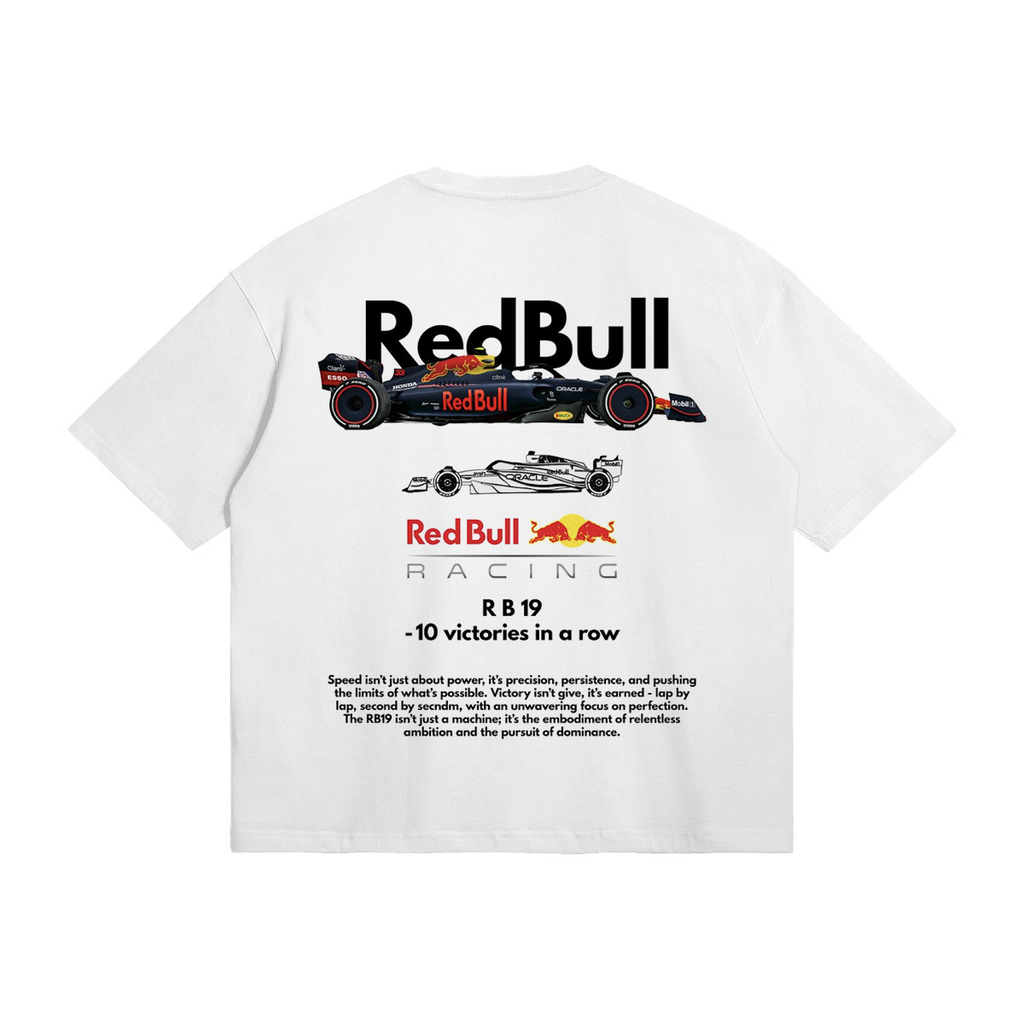 Back view of Red Bull Racing RB19 t-shirt with Formula 1 car graphic and race stats print